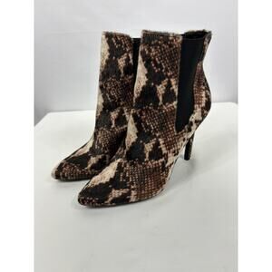 Charles by Charles David Panama Faux Fur Boots Brown Black Animal Print Pointy